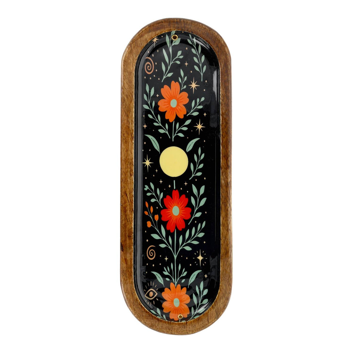 Incense Dish, Black Floral
