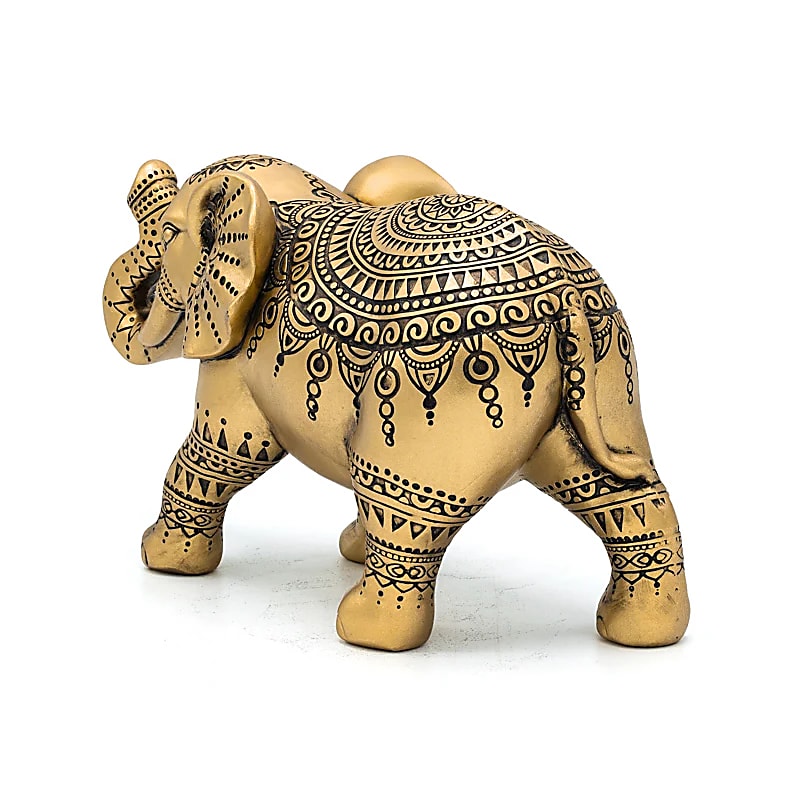 Gold elephant ornament side detail