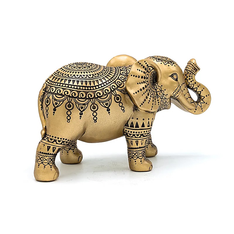 Gold elephant ornament pattern close up