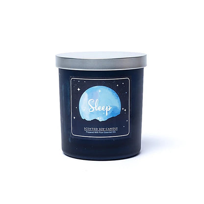 Sleep soy candle glass jar open