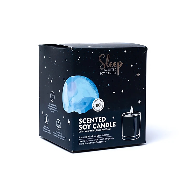 Sleep soy candle glass jar lit
