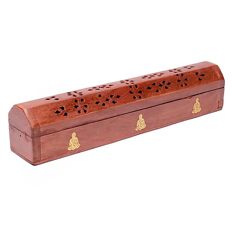 Wooden Buddha incense burner and storage box