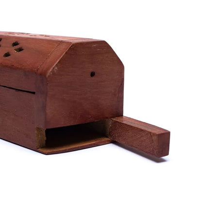 Buddha incense burner box carved detail